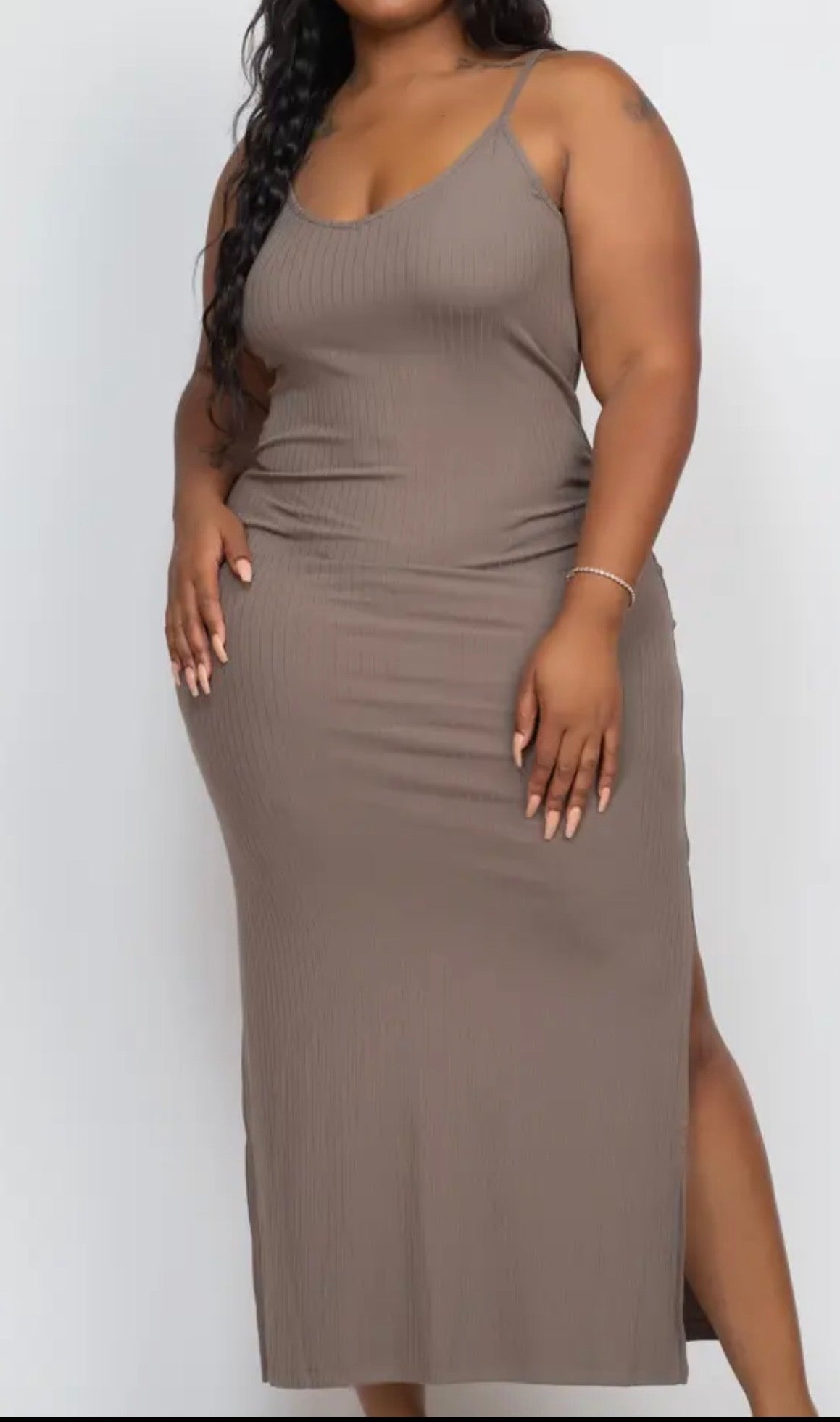 Plus Size Body Sculpt Ribbed Midi Dress